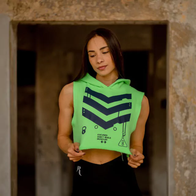 Cropped Moletom Verde Neon Escudo