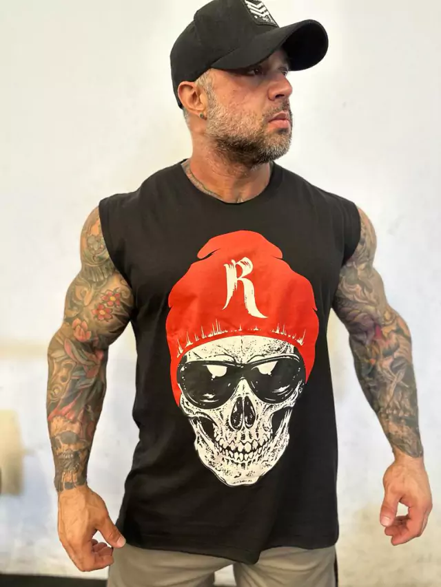 Regata Ombro Largo Skull Touca