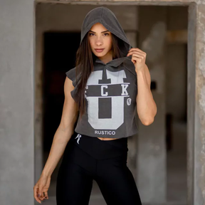 Cropped C/ Capuz Feminino FCK Moletinho Cinza