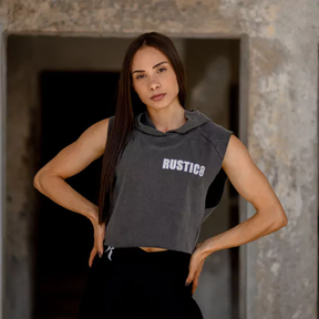 Cropped C/ Capuz Feminino Rustico Moletinho Cinza