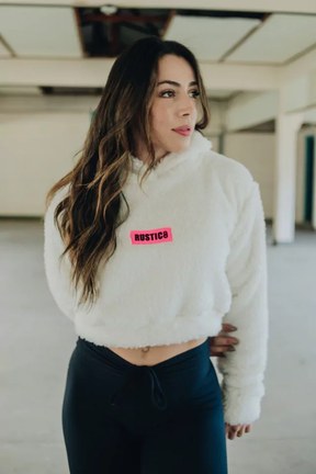 Cropped Sherpa Manga Longa